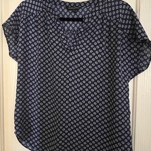 Banana Republic Navy Blue Patterned Women's Top size S